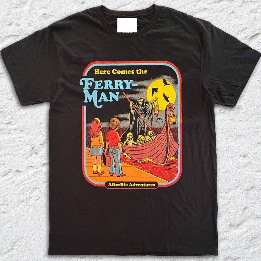 Steven Rhodes Ferry Man Dark Humor Graphic Unisex T-Shirt